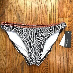 NEW NWT KENNETH COLE REACTION Brown Etc Zebra Hipster Swim Bikini BOTTOM Medium